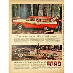 Ford Wagon "There is No Wagon Like a FORD Wagon" Vintage Print Ad 1957